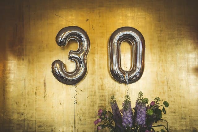 Silver 30 balloons for wedding anniversary celebration