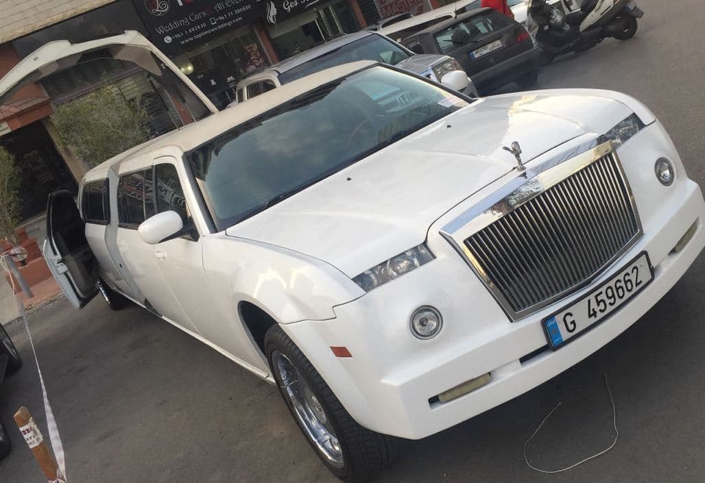 White luxury limousine for anniversary celebration in Lebanon