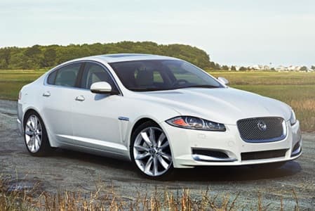 White Jaguar XJL from the front side