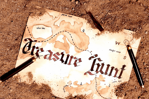 Old map of discovery for treasure hunt
